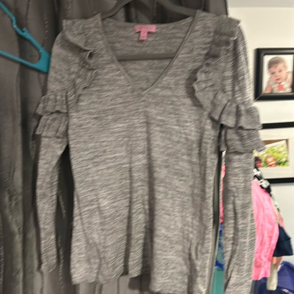 Ruffled long sleeve sweater